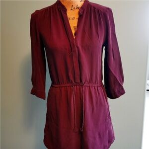 T. Babaton Burgundy Silk Bennett Dress from Aritzia